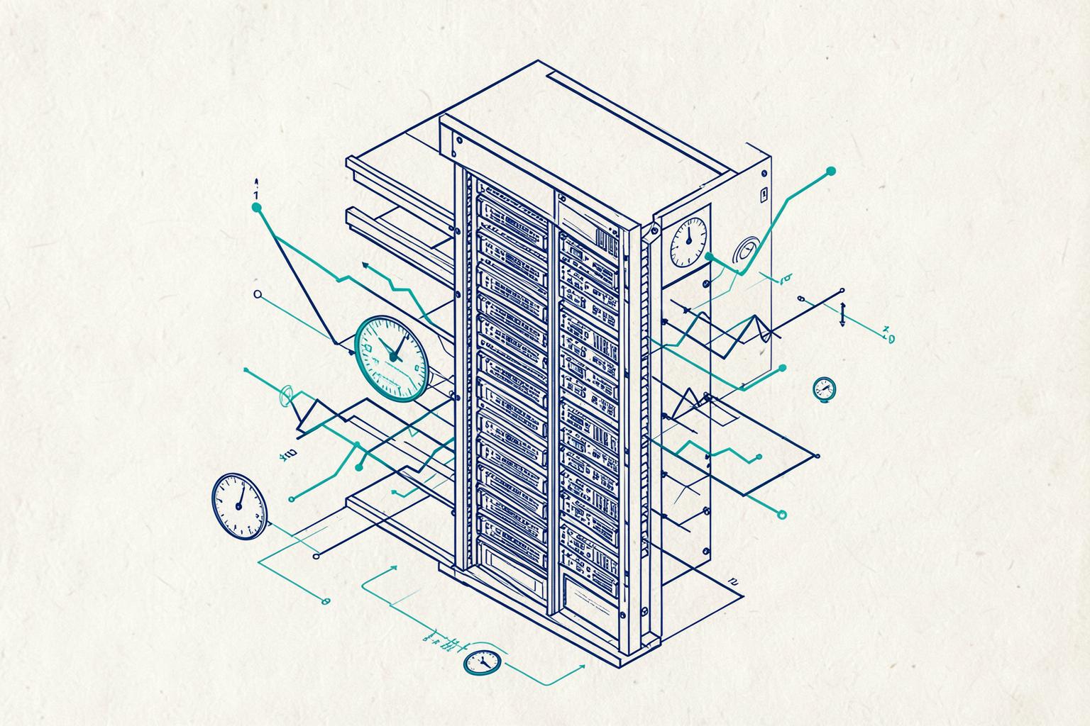 Schematic drawing of a GPU rack emitting telemetry