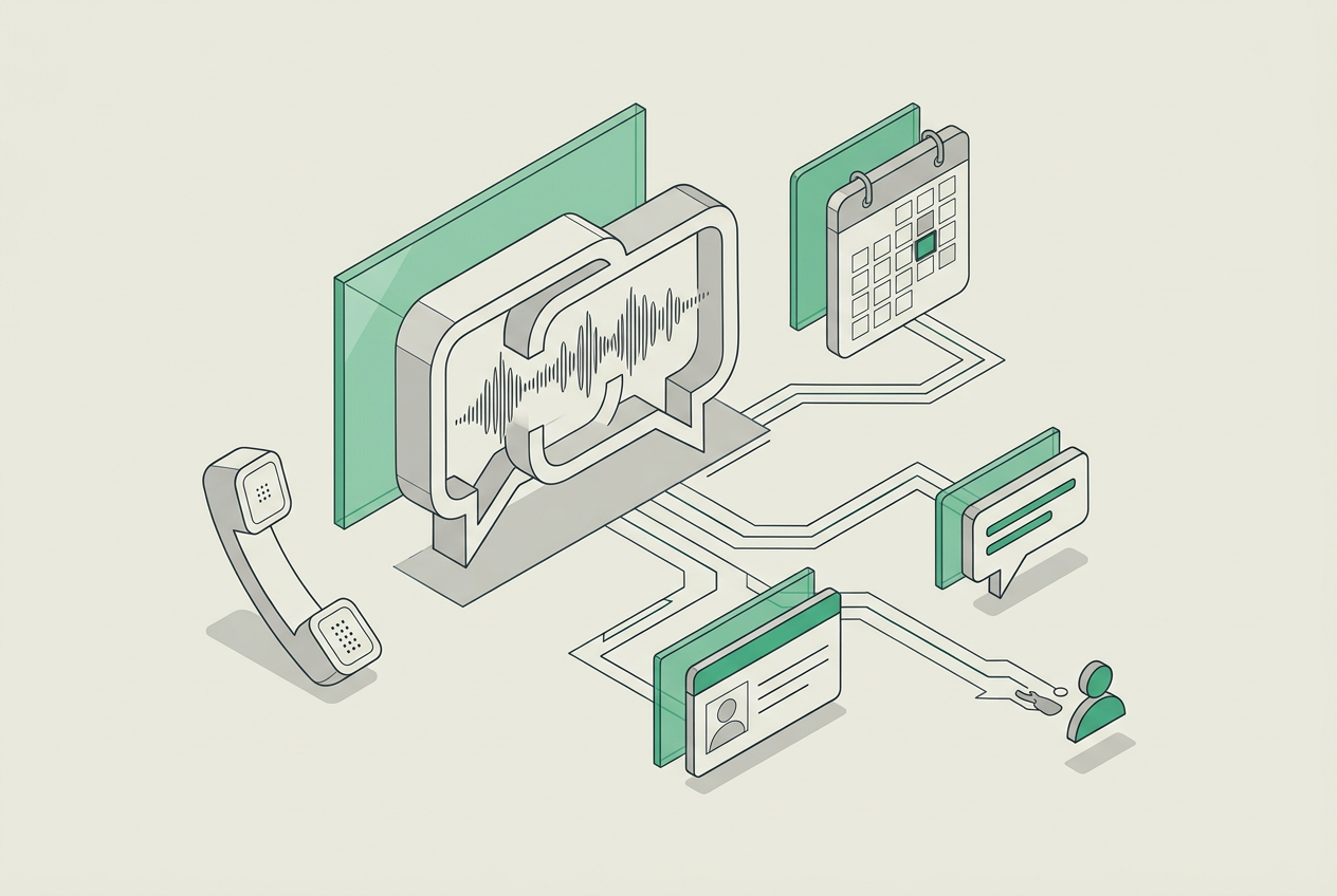 Illustrative voice agent connecting a conversation with organizational actions