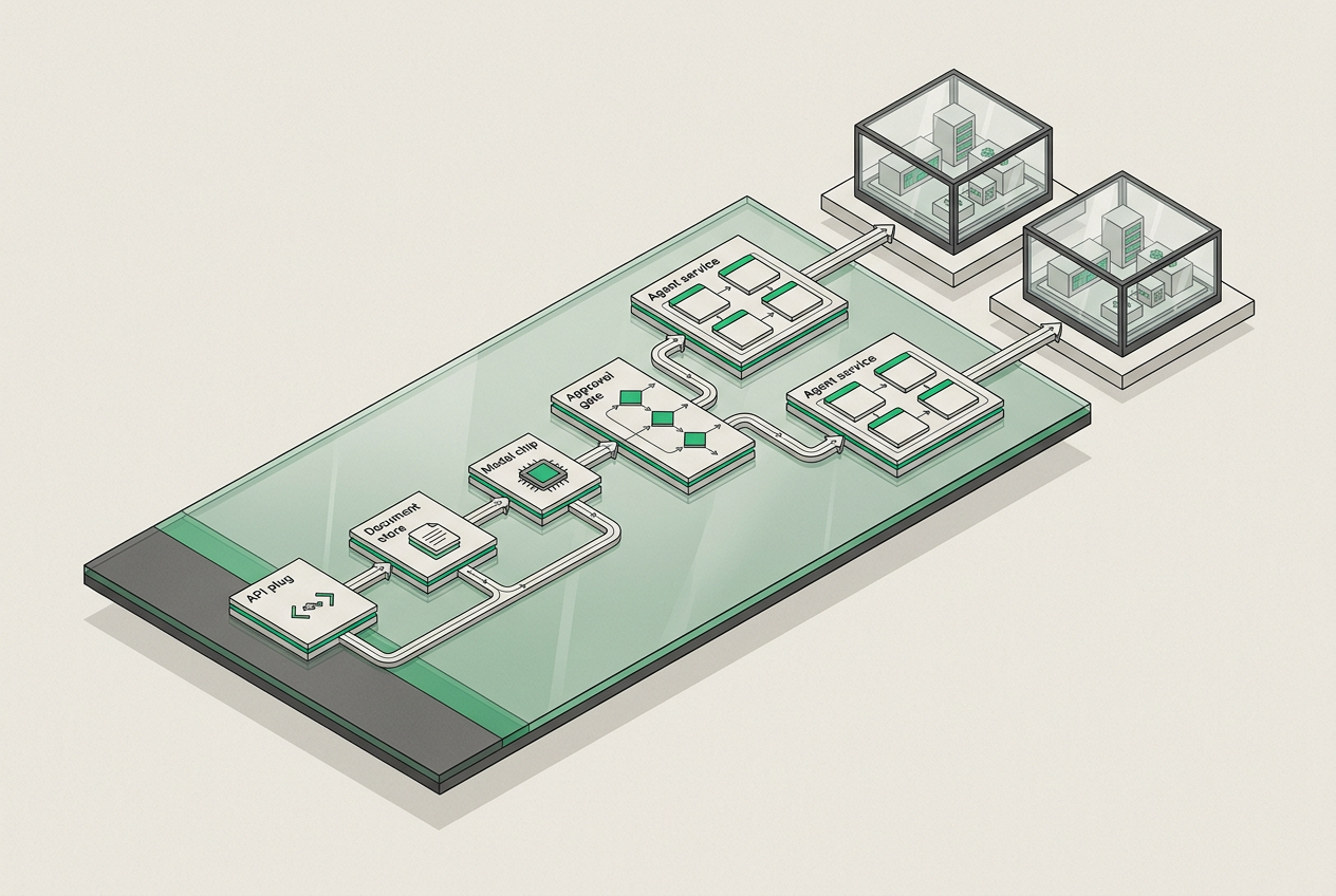 Illustration of a visual agent workflow deployed as independent services